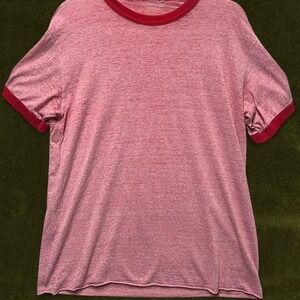 TRUE VINTAGE 1970s Blank Red Ringer Tee - Large